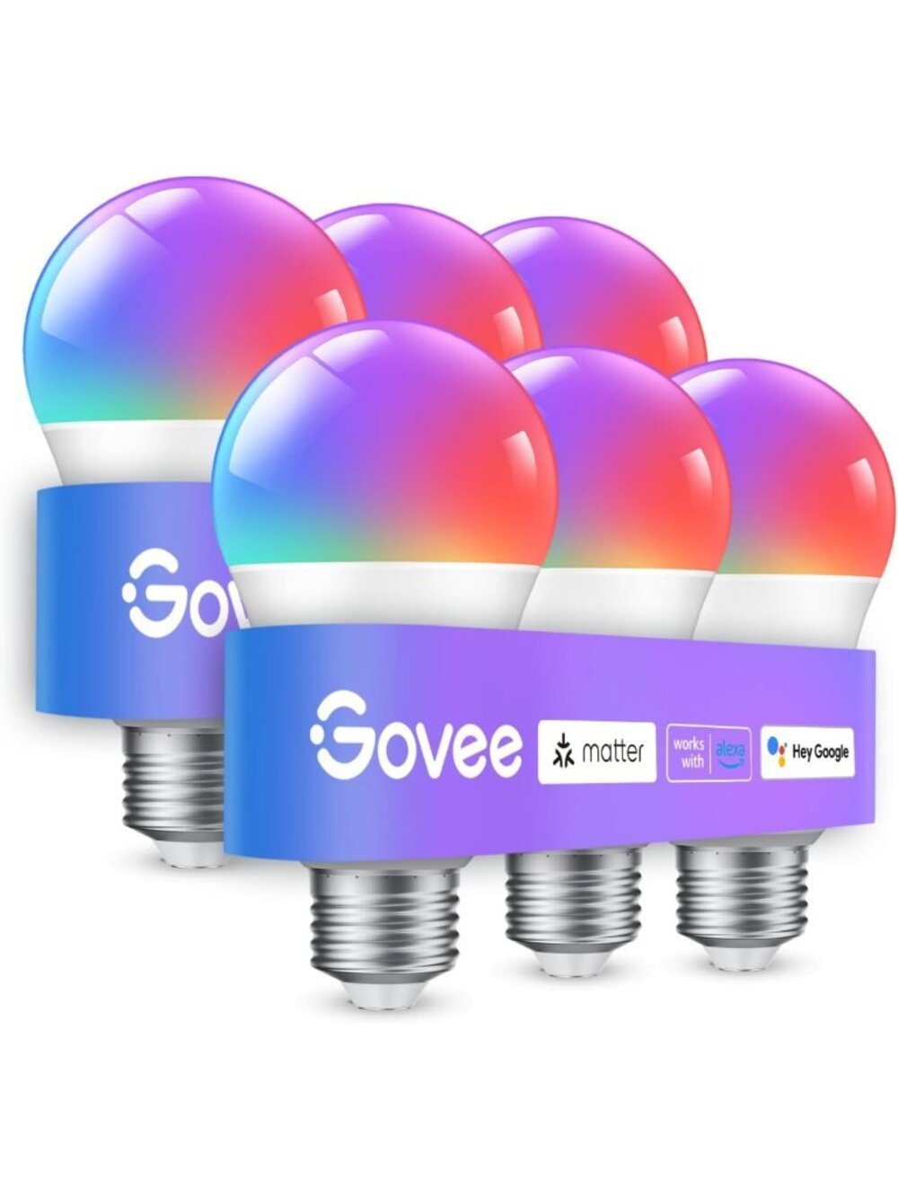 Smart LED Light Bulbs A19, 800 Lumen, Energy-Efficient, 6 Pack for Home Decor
